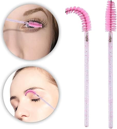 G2PLUS 100 PCS Disposable Eyelash Brushes Spoolies: Pink Crystal | Mascara Wands Applicator for Eyelash Extensions thumbnail 6