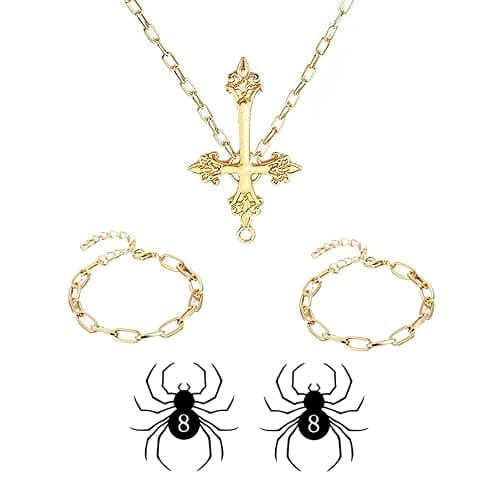 Women's Cosplay Cross Necklace +Bracelets Costume Accessories - Image 1