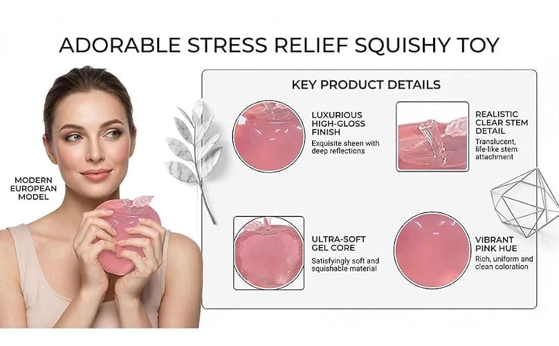 Stress Apple Squishy Balls,Maltose Filled Squeeze Toys for Sensory Play，Sensory Fidget Toys for Adults (Pink) thumbnail 7