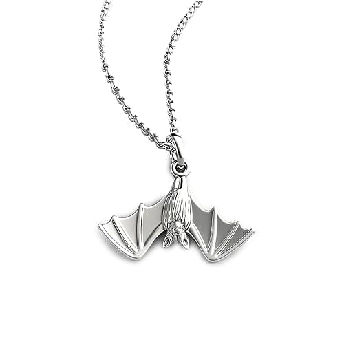Silver Bat Necklace For Women;Silver Bat Pendant Necklace Gothic Accessories Or Halloween Jewelry Bat Charm Gifts For Women Men 18" - Image 1