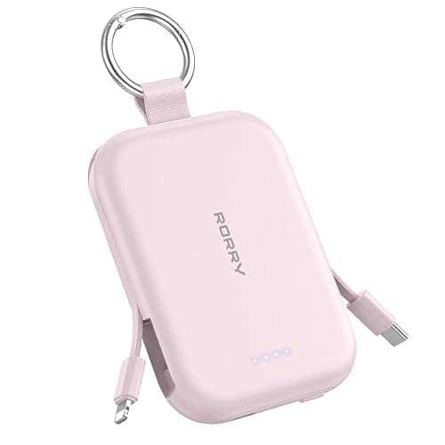 RORRY CharmGo Portable Charger, 5000mAh Power Bank with Built-in Cables | 20W,Keychain,Travel Essential,Battery Pack,USB-C,Compact,All in Mini,for iPhone18 Pro Max/17-15,for AirPods 3/4/Pro,for iPad - Image 1