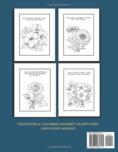 Flowers Adult Coloring Book: Beautiful Floral Experience 20 Unique Designs for Relaxation and Creativity thumbnail 2