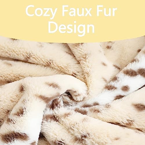Entua Throw Pillows Covers, Fluffy Faux Fur Pillow Case Snow Leopard Cheetah Print Animal Decorative Lumbar Rectangle Cushion Cover for Couch Sofa Bedroom Living Room, 12x20, Beige thumbnail 4