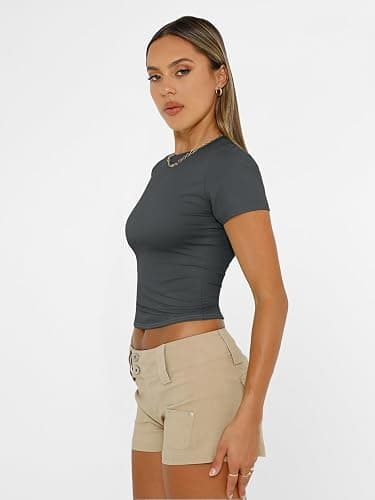 AUTOMET Womens Short Sleeve T Shirts Basic Summer 2025 Workout Tops Crew Neck Gym Crop Tops Trendy Y2K Clothes thumbnail 5
