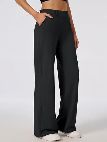 Womens Wide Leg Dress Pants Work Slacks Dressy Casual Trousers with Pockets | 5 Inseams,Breathable,Buttery Soft,Petite/Regular/Tall/Extra Tall,Belt Loops,Pull On Stretch Business Travel Pants thumbnail 4