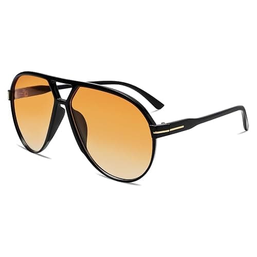 GUVIVI Retro Aviator Sunglasses for Women Men Oversized Classic 70s Vintage Trendy Tangle Free Square Aviators Sun Glasses thumbnail 5