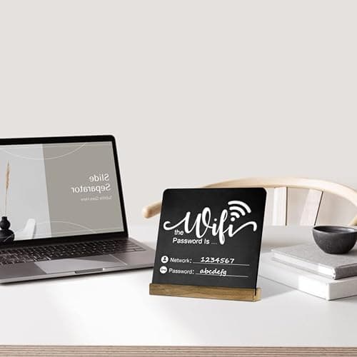 Fosinz WiFi Password Sign Wooden WiFi Sign Wireless Network Sign Table Chalkboard for Restaurant Supermarket Office Home Bar Coffee (6.1" HX5.9 W Black2) thumbnail 7
