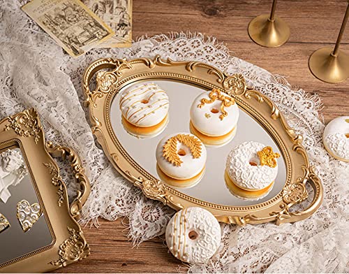 Sooyee Decorative Tray - Gold Mirror Tray for Bathroom Vanity, Dessert & Coffee Table, Home Decor with Handle thumbnail 2