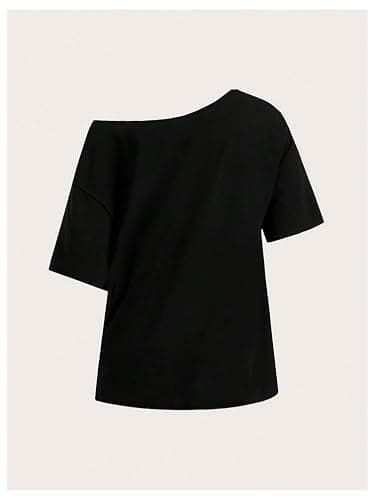 SOLY HUX Women's Off The Shoulder Tops Y2k Goth Vintage Graphic Tees Short Sleeve Oversized T Shirt thumbnail 2