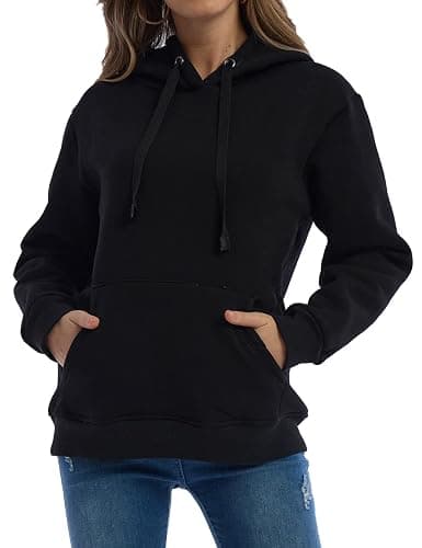 Gnveub Women's Casual Winter Warm Fleece Sherpa Lined Hooded Sweatshirt Thick Pullover Plus with Pockets thumbnail 4