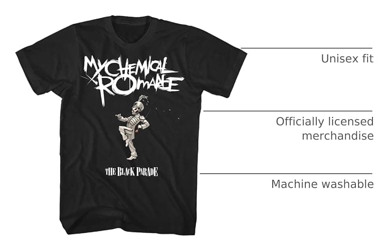 My Chemical Romance The Black Parade Adult Black Short Sleeve T Shirt Emo Rock Graphic Tees thumbnail 3