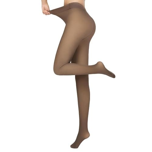UniikStuff Fleece Lined Tights Women,Warm Pantyhose leggings Women,Fake Translucent Thermal Tights for Winter - Image 1