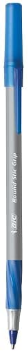 BIC Round Stic Grip Xtra Comfort Ballpoint Pen, Blue Ink, 12-Count | Long-lasting Performance, Smooth Writing, Soft-touch Barrel, Superb Comfort and Control thumbnail 2