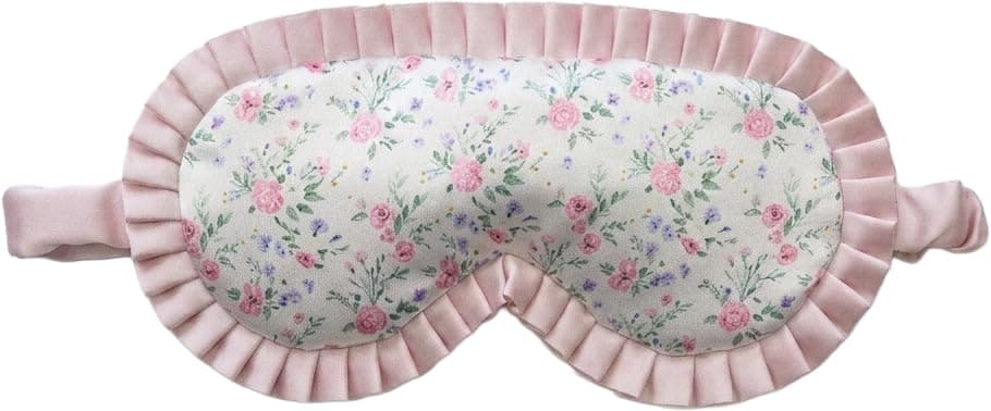 Satin Sleep Eye Mask - Floral Print - Pink | Soft satin sleep mask with adjustable strap for travel, naps, meditation, flights & restful sleep anywhere - Image 1