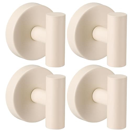 Fenas Suction Cup Hooks for Shower - Bathroom Reusable Hooks for Towels, Robes & Loofah - No-Drill Mounting on Kitchen,Walls,Metal,Glass,Mirrors,Tile & Smooth Non-Porous Surfaces (4, Milk White) - Image 1