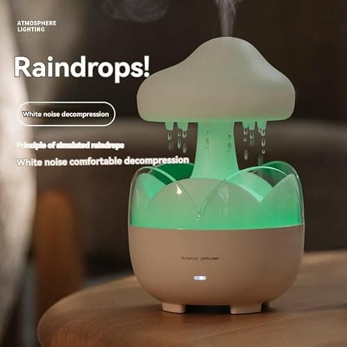 Cenroelon Rain Cloud Humidifier Water Drip Humidifier with Remote Oil Diffusers Lamp Mushroom Humidifier for Bedroom US Plug thumbnail 7