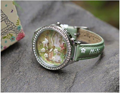 DREAMING Q&P Fq-234 Brown Leather Strap Bowknot Kitty Design Students Girls Woman Quartz Wrist Watches thumbnail 4