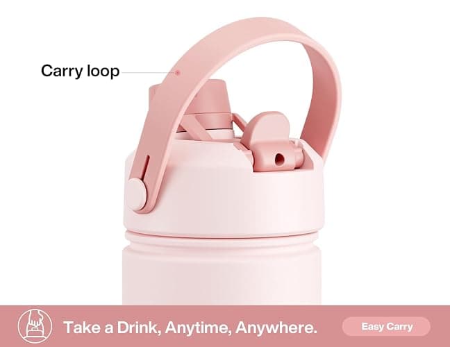 POWCAN 26 oz Insulated Water Bottle with 2-in-1 Straw and Spout Lid, Keep Cold 24H, Leak-Proof, Fits in Car Cup Holder, Stainless Steel Water Bottle for Sports, Travel, Gift, and School (Rosy Bouquet) thumbnail 7