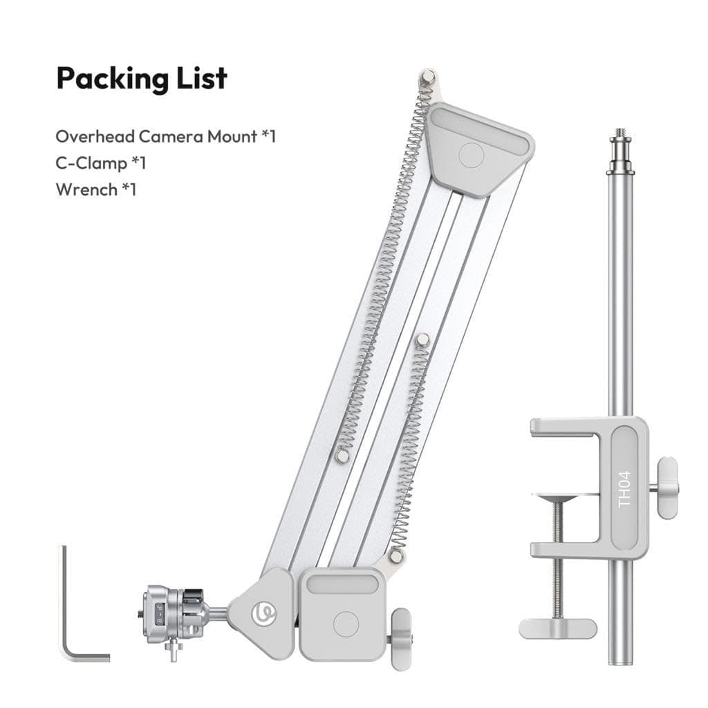 ULANZI TH04 Overhead Camera Desk Mount Tripod, Flexible Microphone Boom Arm Light Stand Mounting Spring-Loaded Design Uka Quick Release Setup 360° Rotatable Ball Head Load Capacity 4.4LBS thumbnail 8