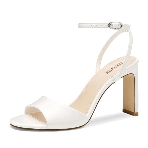 Bestpanda Women's High Heel Sandals Open Toe Ankle Strap Heels | Wide heel stability, adjustable ankle strap, comfortable cushioning, helps reduce forward sliding, weddings, parties and prom - Image 1
