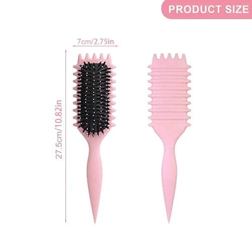 Define Curls Brush - Define Curls, Curly Hair Brush Enhance Bounce | Detangle Wavy/Curly Hair, Reduce Frizz - Ergonomic Design for All Textures (Pink, stripe) thumbnail 7