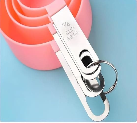 JUNEYEHX 8-Piece Pink Measuring Tools - Nylon, 4 Measuring Cups / 4 Measuring Spoons with Metal Handles for Liquids and Solids (Pink) thumbnail 4