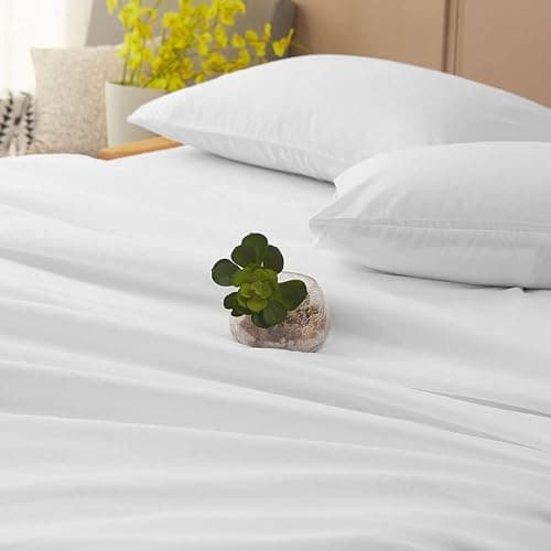 SONORO KATE Bed Sheet Set Super Soft Microfiber 1800 Thread Count Luxury Egyptian Sheets 16-Inch Deep Pocket Wrinkle and Hypoallergenic-4 Piece(Queen White) thumbnail 3