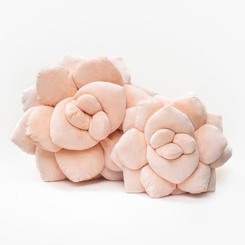 Green Philosophy Co. Succulent® Pillow 16" – Soft 3D Decorative Flower Throw Pillow, Unique Blush Peach Plush Flower Cushion, Perfect for Couch, Sofa, Bedroom Decor, Gift for Plant Lovers thumbnail 3