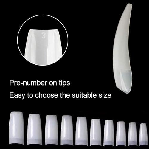 Beuniar Acrylic Nail Tips Clear 500PCS French Artificial False Tip for Manicure Nails Art Salons & Home DIY with Box (Natural) thumbnail 3
