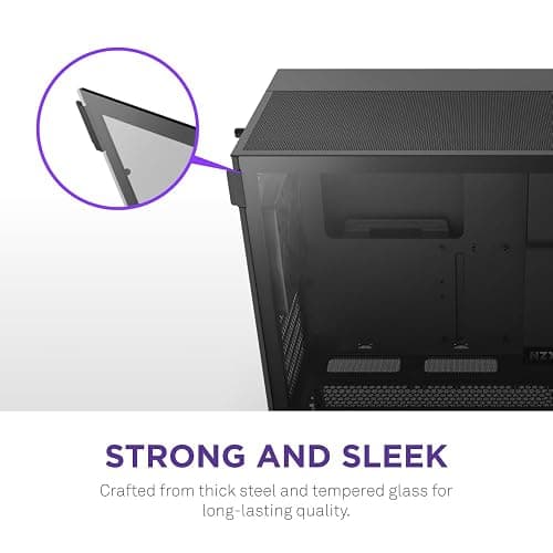 NZXT H5 Flow 2024 - Compact ATX Mid-Tower PC Gaming Case - High Airflow - 2 x 120mm Fans Included - 360mm Front & 240mm Top Radiator Support - Cable Management System - Tempered Glass - Black thumbnail 9