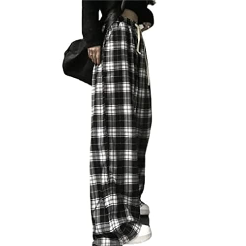 Woman Casual Plaid Y2K Baggy Pants - Goth Grunge Clothes Pajamas Streetwear - Image 1