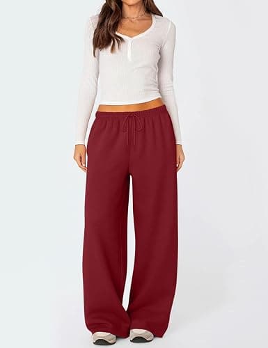 HeSaYep Women's Fleece Lined Sweatpants Winter Warm Wide Leg Sweat Pants Baggy Casual Pants with Pockets thumbnail 5