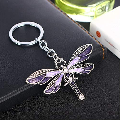 RUITASA Dragonfly Keychain Dragonfly Pendants Keyring Chain Sparkling Key Ring Charm Purse Pendant Decoration Holiday Gift thumbnail 2