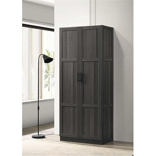 Pemberly Row Engineered Wood Storage Cabinet, Storage Cabinet Furniture Designed for Household Organization Use, Engineered Wood Construction in Dark Wood and Graphite Black Finish thumbnail 6