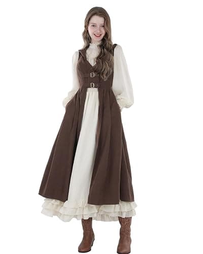 LTAKK Renaissance Costume Women Hoodie Medieval Pirate Dress High Low Corset Ren Faire Overdress with Hood thumbnail 7