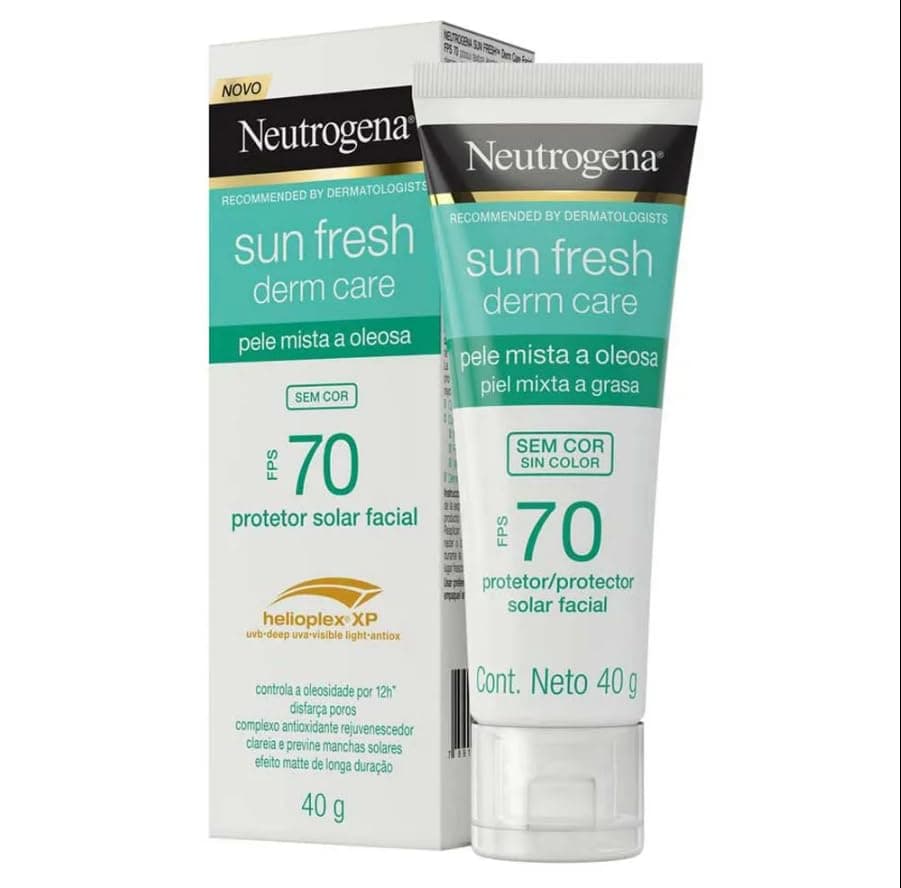 Neutrogena Sun Fresh Protetor Solar Facial Para Pele Oleosa Derm Care Sem Cor FPS 70, 40g - Sem Cor - Fps 70 thumbnail 2