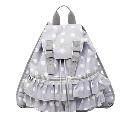 Cohawk Cute Polka Dot Lace Backpack for Women Flap-top Casual Backpack Cute Nylon Bookbag - Image 1