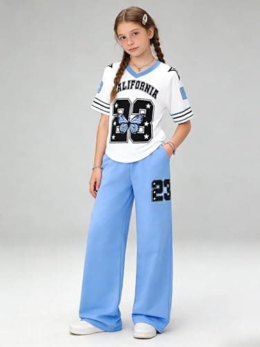 Azmxynol Tween Girls Clothes Short Sleeve Graphic T-Shirt Top + Sweatpant 2 Piece Outfit Set, Size 7-15Years thumbnail 4