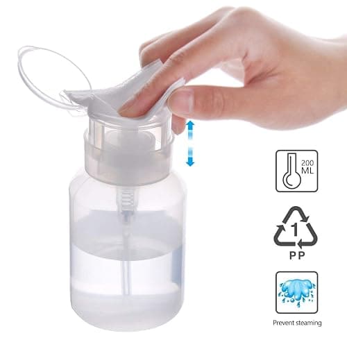 Biutee Acetone Pump Dispenser, Empty Clear Bottle for Nail Polish Remover | 200ml Push-Down Lockable Pump Bottle for Nail Polish Remover and Makeup Remover, Alcohol and Toner; Reusable BPA-Free, 1 PCS thumbnail 7
