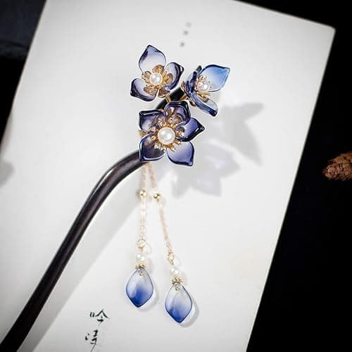 Flower Hair Sticks Hair Chopstick Chinese Hair Stick 1PC 7.08" Wooden Hair Pins Chinese Hair Accessories For Long Hair Buns thumbnail 4