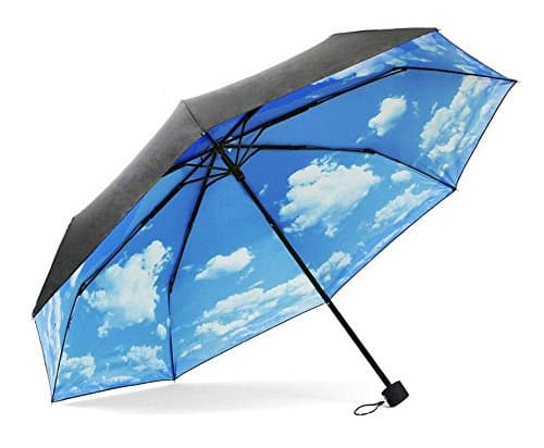 ColorDrip Unisex Adult's Blue Sky White Clouds Folding Travel Umbrella - Image 1