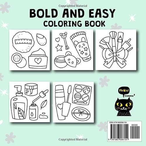 Makeup & Skincare: Bold and Easy Coloring Book for Adults and Kids, Featuring Cute Designs for Relaxation (Bold and Easy Relaxing Coloring Book) thumbnail 2