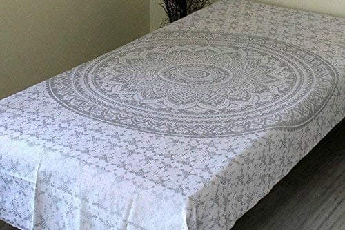 Popular Handicrafts Tapestry Wall Hanging Hippie Ombre Mandala Bohemian Hippy Metallic Shine Intricate Indian Tapestries Bedspread 54 x 82 Inches (140cm x 210cm) Silver thumbnail 6