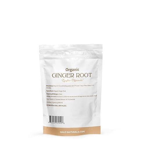Halo Naturals Organic Ginger Root Cut & Sifted, 4 Ounces (Zingiber officinale) USDA Certified | Resealable Pouch| Packaged in The USA thumbnail 3