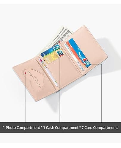 MEISEE Small Wallet for Girls Women Tri-folded Wallet Cash Pocket flowers Print Card Holder Coin Purse with ID Window elegant youthful and cute (2-yellow-2) thumbnail 5