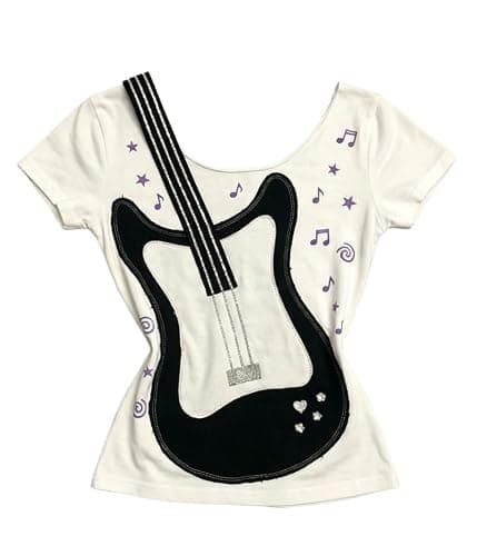 JOLILUNA Whimsy Twee Clothes Whimsigoth Graphic Guitar Top Y2k Grunge Streetwear Emo T Shirt - Image 1