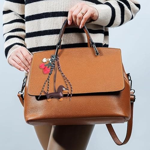 Leather Dachshund Keychain, Cute Dog Heart Cherry Keyring Puppy Bag Pendant Key Chain Charm Dachshund Accessories for Handbag Purses Bags Cars Fashion Gifts for Dog Lovers thumbnail 7