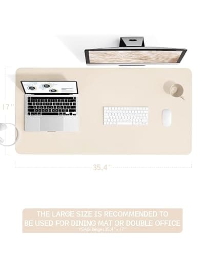 YSAGi Schreibtischunterlage, Mauspad mit Leder und Rutchfeste Wildleder, Multifunktionales Office Mousepad Laptop Schreibunterlage, Tischschutz Unterlage für Büro/Home-Office (Beige, 90x43cm) thumbnail 3