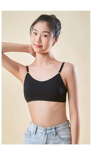 Herepai Big Girls' Adjustable Training Bra Cotton Bras Wireless Light Padded 10-16 Years thumbnail 2