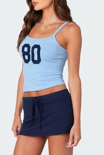 NUFIWI Women Graphic Tank Top Spaghetti Strap Embroidered Crop Tops Sleeveless Cute Baby Tee Y2k Jersey Camisole thumbnail 6